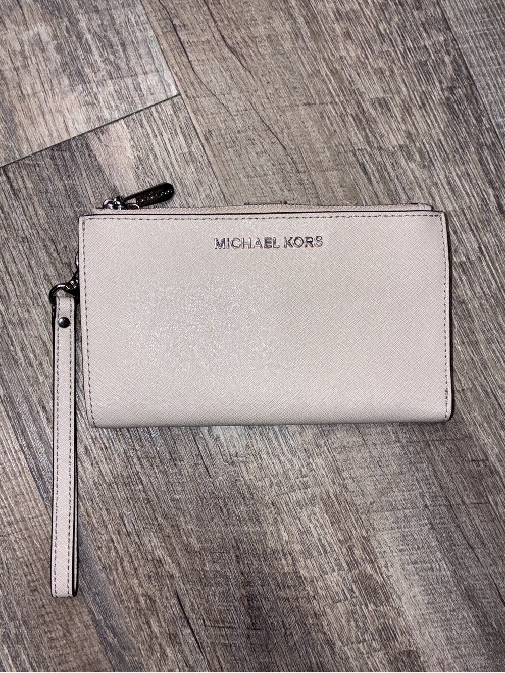 Michael Kors Jet Set Travel Large Double Zip Wristlet Phone Wallet Tan